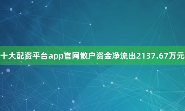 十大配资平台app官网散户资金净流出2137.67万元